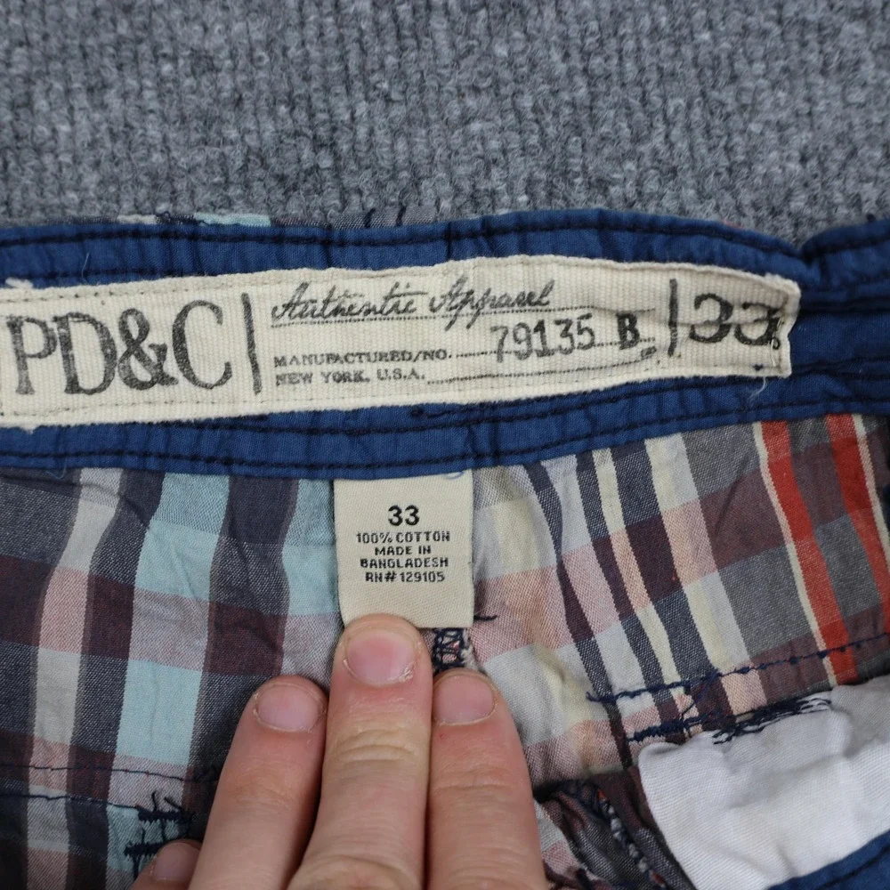 PD&C Shorts Mens 33 Multicolor Plaid Cargo Regular Fit 100% Cotton